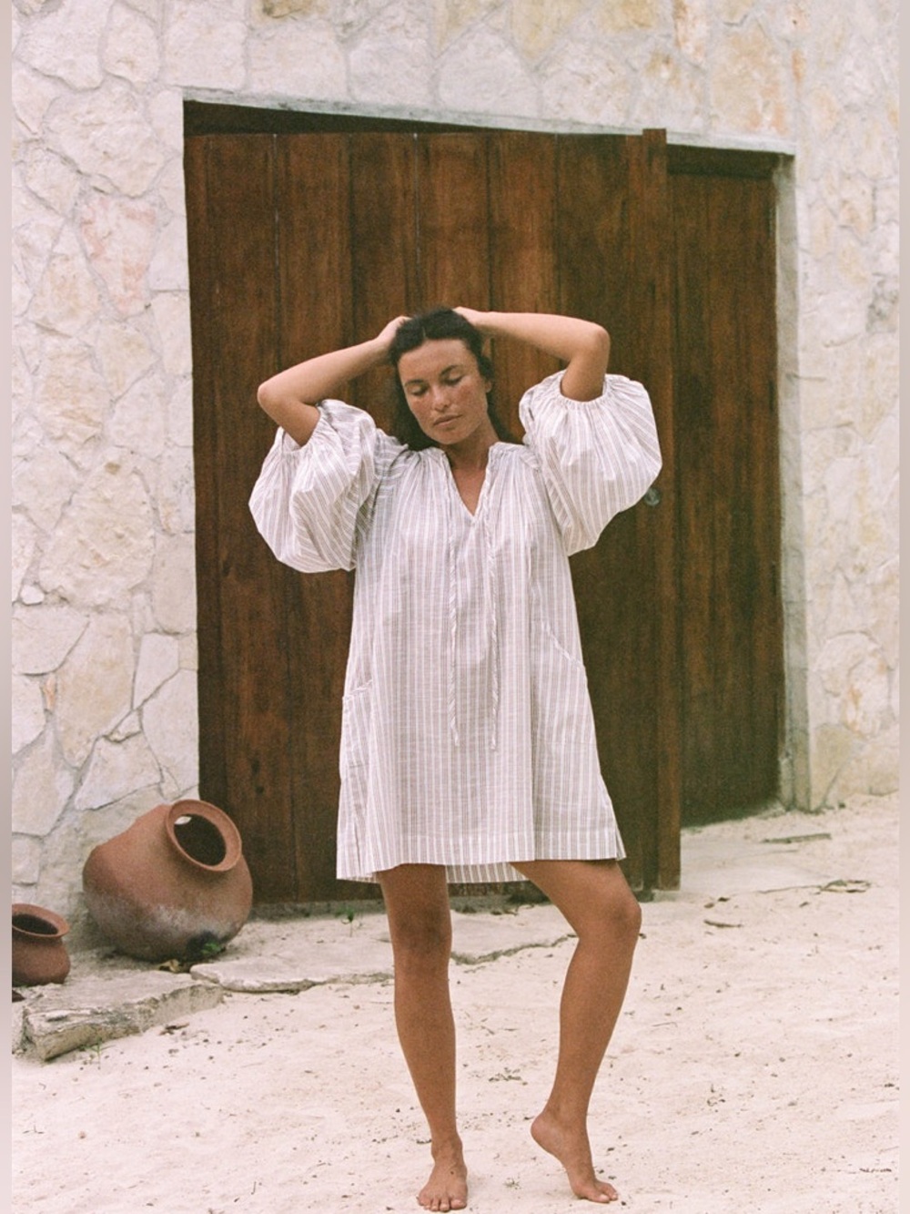 NWT DAUGHTERS OF INDIA POET MINI DRESS ~ VANILLA